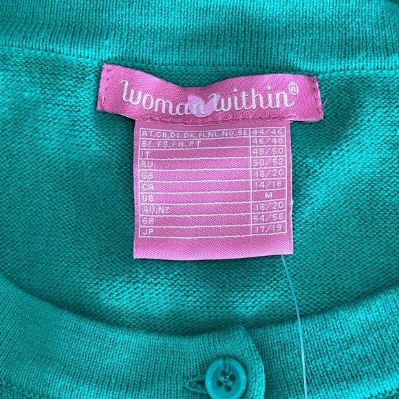 Woman Within size medium green cardigan with small polka dots NWT office work - Picture 13 of 13